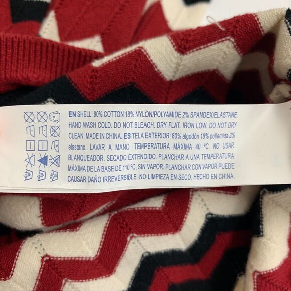 Forever 21 Sweater Bodycon Dress Women L Large Red White Chevron Sleeveless Knit - Picture 11 of 16